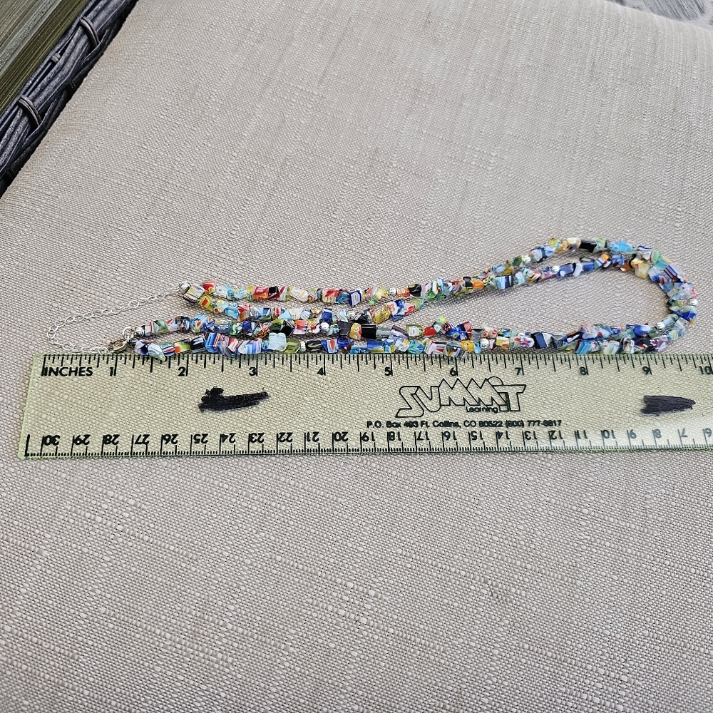 SET! Millefiori Glass Cubes Necklace, 925 SX Earrings & 925 Ankle Bracelet SET! - Picture 13 of 16